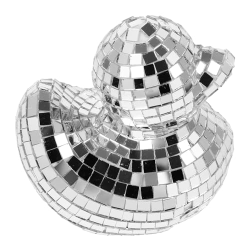 MUSISALY Disco-Ente Desktop-Disco-Kugel Disco-Kugel-Party- Mini-Disco-Kugel-Ornamente Glasdekoration Tischdekoration Diskokugel aus Glas Party-Spiegelkugeln Entendekor Schaum Silver von MUSISALY