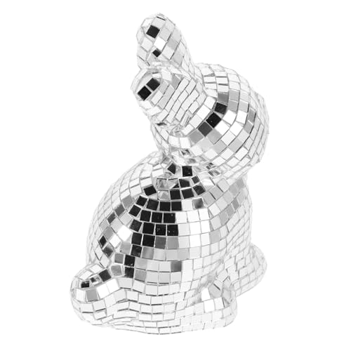 MUSISALY Disco Kaninchen Statue Für Party Reflektierende Spiegelkugel Tierornament Für Tischdekoration Kaninchen Modell Für Disco Party Disco Wohnkultur von MUSISALY