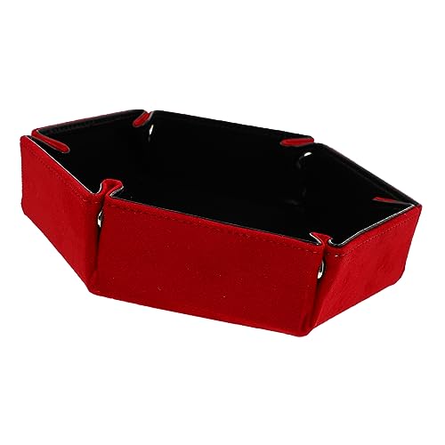 MUSISALY Flanellwürfelschale Schmuck Tabletts Make-up-Organizer-tablett Faltbare Würfelablage Münzhalter Würfel-aufbewahrungsplatte Klapptablett Kleinigkeiten Tablett Pu-Flanell Rot von MUSISALY