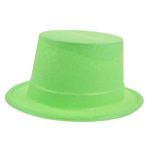 MUSISALY Glitzerhut Dekohut Mütze Festivalhut Zylinderhut Mütze Irish Stone Irische Mütze Kochmütze Lack Kostümhut St Patrick'S Day Hut St Patrick'S Cap Grün Glitzer Puder von MUSISALY