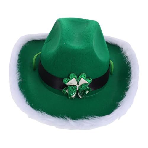 MUSISALY Grüne Krawatten Mütze Mardi Gras Cowboyhut St Patrick'S Day Kostüm Grüner St Patrick'S Day Hut Grüner Cowboyhut St Patrick Hut Westernhut Für Frauen Cowgirl Hut Für von MUSISALY