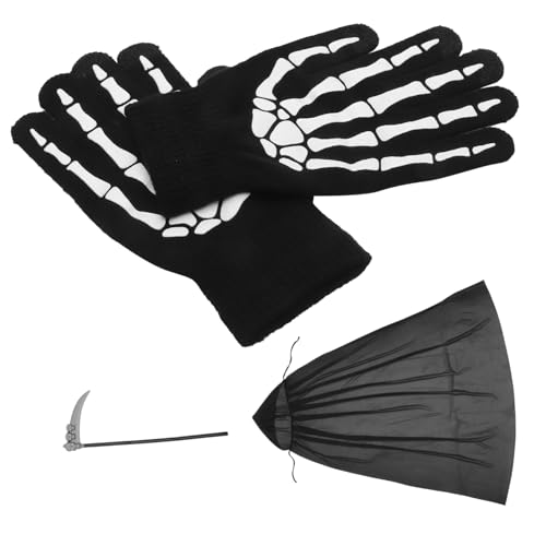 MUSISALY Halloween Kostü Set Für Erwachsene Schwarzer Umhang Mit Kapuze Handschuhe Und Ideal Für Halloween Partys Und Cosplay von MUSISALY