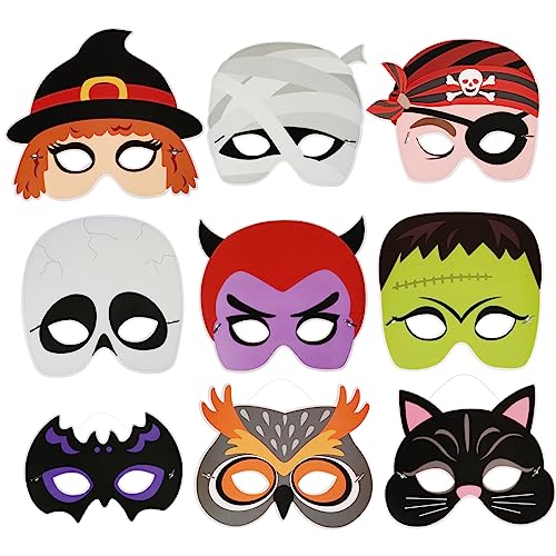 MUSISALY Elegante 9-teilige Halloween-Masken mit elastischen Schnüren Maskenball-Partymasken für Frauen und Männer einzigartige und bequeme -Requisiten von MUSISALY