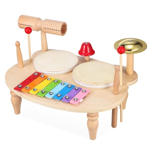 MUSISALY Holzschlägel musikinstrumente Musical Instruments Musikinstrument Kinder Schlaginstrument Xylophon Musikspielzeug Xylophon-Instrument aus Holz Handtamburin Percussion hölzern von MUSISALY