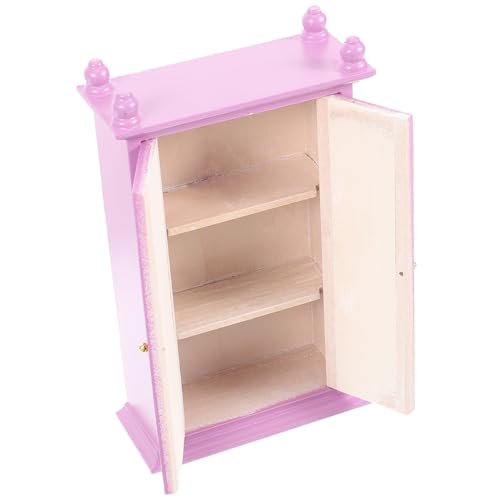 MUSISALY Holzschmuck Selber Machen Kid Mini Spielzeug Mini-Spielzeug Mini-hausmöbel Miniatur-puppenhaus Puppenschrank Schrank 1/12 Miniatur Miniaturmöbel Kinder Hölzern Violett von MUSISALY