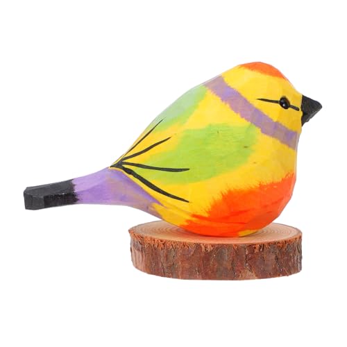 MUSISALY Holzschnitzerei-Vogelornamente Vogel-Statue Tischtierskulptur Vogel Figur Miniatur-Vogelfiguren Vogelstatue Dekorative Holzvögel Holzhandwerksstatue Miniatur-Vogel aus Holz Linde von MUSISALY