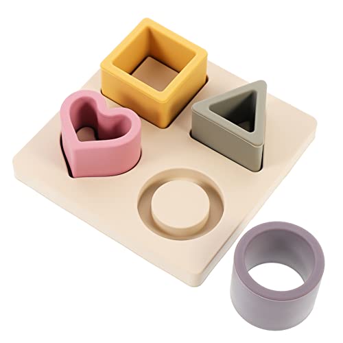 MUSISALY Puzzle Früherziehung Puzzle Formensortierset Für Kleinkinder Geometrie-erkennungsspielzeug Rätsel Für Kinder Montessori-Puzzle-Spielzeug Rätsel Zum Frühen Lernen Kieselgel Colorful von MUSISALY