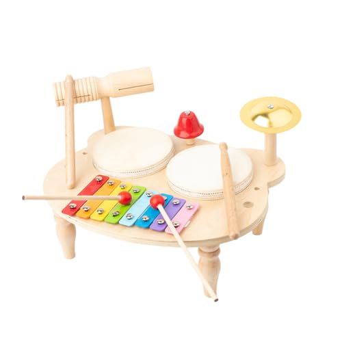 MUSISALY Satz Kindertrommel Musikinstrumente Jazz-Schlagzeug Schlagzeug-spielset Pädagogische Schlagtrommel Khaki Hölzern von MUSISALY