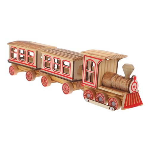 MUSISALY Simulationszugmodell unbemalte Waggons Zugfigurenmodell Modell Dampfzug Kinder Spielzeug Zug Holz Zug Modell Modellzug Zugdekoration aus Holz Zugmodelldekorationen Abs Light Brown von MUSISALY