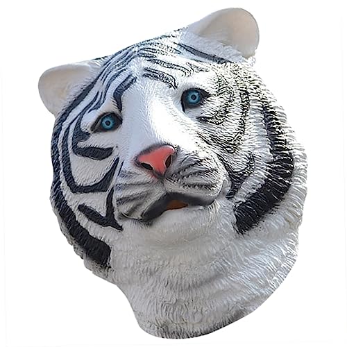 MUSISALY Tiger-kopfbedeckung Tigermaske Anziehen Gruselige Tigerkopfbedeckung Masken Tiger-kopfschmuck Streich Gesichtsbedeckung Abschlussball Requisiten Jahr Des Kostüms Weiß Emulsion von MUSISALY