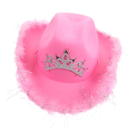 MUSISALY lustiger Partyhut Kappen Westernhut Disco-Kugel-Hut Leuchtender Cowgirl-Hut Rodeo kopfschmuck kapuzenpullover Leichter Hut Gefiederter Cowboyhut breiter Hut Damenhüte gefühlt Rosa von MUSISALY