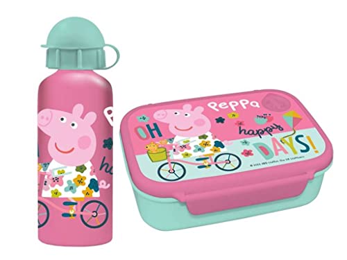 MUST Peppa Pig Sandwichtoaster Set 800 ml+Aluminium-Flasche, einzigartig, 482708 von MUST