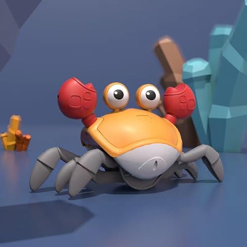 MUSUNFE Crawling Crab Baby Toy, beleuchtetes Kriechspielzeug für interaktives Musikspielzeug mit automatischer Hindernisvermeidung, lustiges mobiles Spielzeug für Kleinkinder - USB -Ladung (Rosa) von MUSUNFE