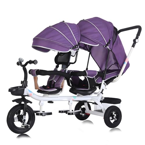 Kinder Dreirad 4 in 1 Kinder Trike Double Lightweight für 1 bis 6 Jahre mit abnehmbarem PushHandle Baldachin-Geländer, klappbarer Fußstütze, umkehrbarem Sitz, Sicherheitsgurt,Lila von MUUNS