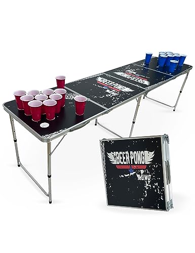 MUWO Bierpong Tisch Set mit 22 Bechern - Der ultimative Klapptisch 60 x 240 cm Partytisch für gesellige Momente (Maverick) von MUWO