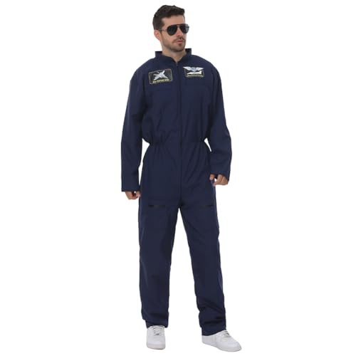 MUWO Raumfahrt Kostüm für Erwachsene MIESEPETER – Pilot Kampfjet und Astronaut – 100% Polyester, reguläre Passform, für Karneval und Volksfeste (Pilot Navy, 2XL/3XL) von MUWO