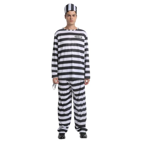 MUWO Themen Kostüm-Set MIESEPETER: Pirat, Gefängnisinsasse, Arabischer Scheich – 100% Polyester, Langarm, Lockere Passform, Ideal für Karneval und Volksfeste (Gefängnisinsasse, 2XL/3XL) von MUWO