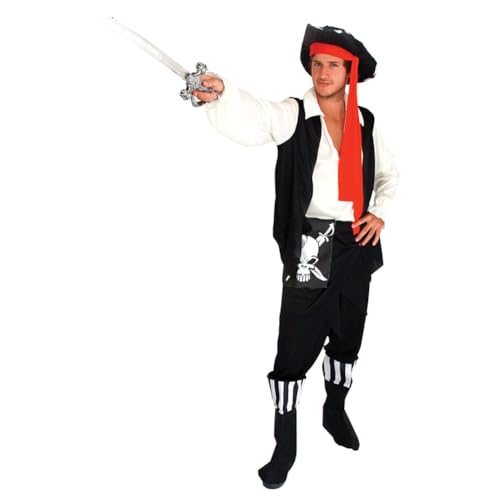 MUWO Themen Kostüm-Set MIESEPETER: Pirat, Gefängnisinsasse, Arabischer Scheich – 100% Polyester, Langarm, Lockere Passform, Ideal für Karneval und Volksfeste (Pirat, 2XL/3XL) von MUWO