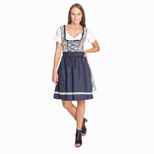 MUWO Trachtenset-Kostüm für Herren & Dirndl Damen Oktoberfest-Kostüm MIESEPETER | Traditionelle Volksfestkleidung- Inkl. Bluse, Kleid, Schürze, Hose & Hemd (Dirndl blau, M) von MUWO