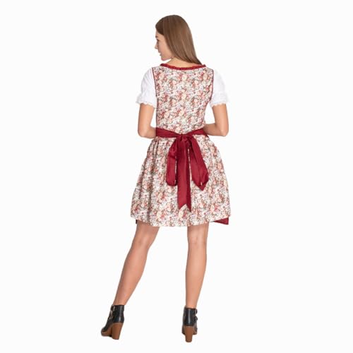 MUWO Trachtenset-Kostüm für Herren & Dirndl Damen Oktoberfest-Kostüm MIESEPETER | Traditionelle Volksfestkleidung- Inkl. Bluse, Kleid, Schürze, Hose & Hemd (Dirndl weinrot, L) von MUWO