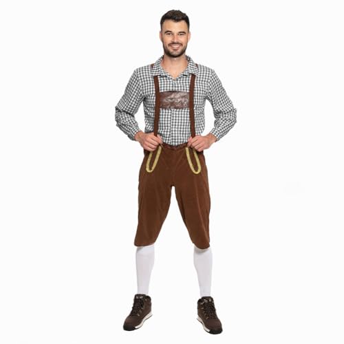 MUWO Trachtenset-Kostüm für Herren & Dirndl Damen Oktoberfest-Kostüm MIESEPETER | Traditionelle Volksfestkleidung- Inkl. Bluse, Kleid, Schürze, Hose & Hemd (Trachtenset schwarz, 2XL) von MUWO