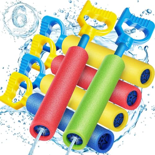 Wasserpistole Schaumstoff 38cm Wasserpistole Kinder Wasserspritze Wasserspritzpistole Kinder Spritzpistole Wasser Großer Reichweite Wasserpistolen Set Wasserspielzeug für Pool Strand Spiele(6Pcs) von MUXIWOM