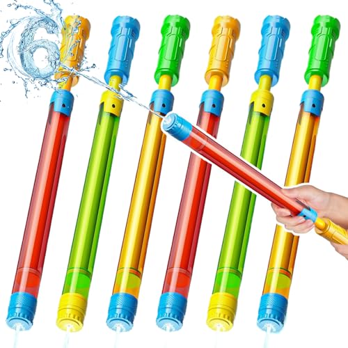 Wasserpistole Kinder, Wasserspritze Wasserspritzpistole Kinder Spritzpistole Wasser Wasserpistole mit Großer Reichweite Wasserpistolen Set, Wasserspielzeug für Pool Strand Outdoor Garten (6er-Satz) von MUXIWOM