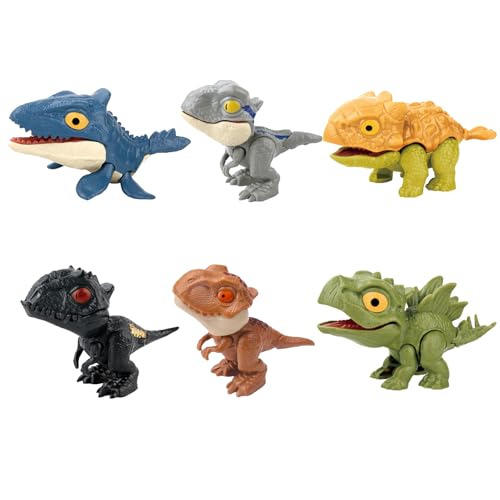 MUYAPAY 6 Stück Dinosaurier Spielzeug Dino Biss Finger, Kleine Dinosaurier Figuren Plastik, Dino Figuren Interessante, Dinosaurier Finger Spielzeug für Kinder, Jungen, Mädchen, Geburtstagsgeschenke von MUYAPAY