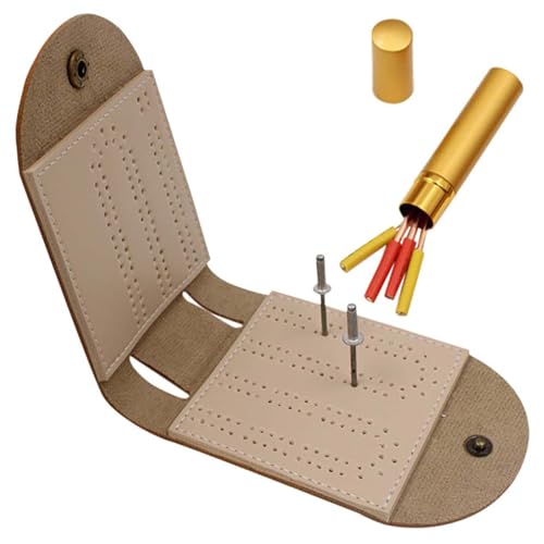 MUYAPAY Cribbage-Brett Faltbares, Tragbar Cribbage-Brett mit Stiften, Spielkarten Cribbage Board mit Nadel, Interessant Cribbage-Brett mit Nadel, für Reisen, Partys, Familienbrettspiele（Braun von MUYAPAY