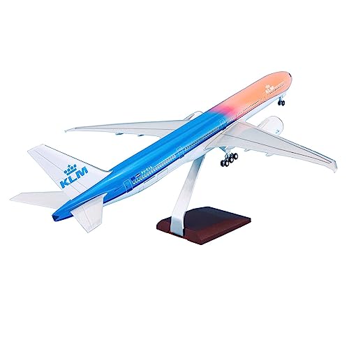 MUZIZY Flugzeugmodell kopieren 1:158 47 cm mit Rädern und LED-Leichtflugzeug Boeing für B777-300 KLM Royal Dutch Airlines Flugzeugmodell Exquisite Geschenkkollektion von MUZIZY