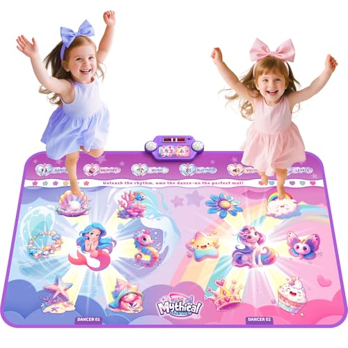 2025 Rosa Mermaid&Niedlich Unicorn Dance Pad mit 2 Spielern für Kinder, leuchtende Tanzmatte mit Wireless Bluetooth, Tanzmatte Bluetooth für Kinder mit Musik 2-Spieler Wiederaufladbar Tanzmatte 2025 Rosa Mermaid&Niedlich Unicorn Dance Pad mit 2 Spielern für Kinder, leuchtende Tanzmatte mit Wireless Bluetooth, Tanzmatte Bluetooth für Kinder mit Musik 2-Spieler Wiederaufladbar Tanzmatte von MUZREES