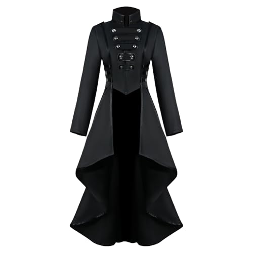 MVFEUIJ Steampunk Damen Jacke, Gothic Frack Damen Viktorianischen Palast Vintage Mäntel Klied für Frauen Halloween Kostüm Karneval Party Cosplay Kleidung (Schwarz, 2XL) von MVFEUIJ