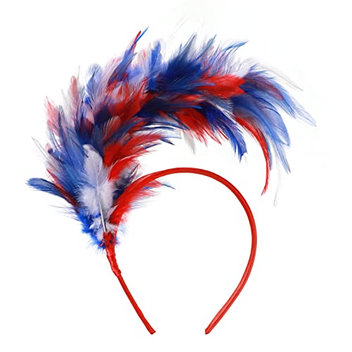 MWOOT Damen Feder Haarreif, Feder Haarschmuck, 1920er Motto Party Kostüm Feder Kopfschmuck Fascinator, Feder Haarteil Accessoire für Karneval Regenbogen Verkleidungsfest Faschingskostüm von MWOOT