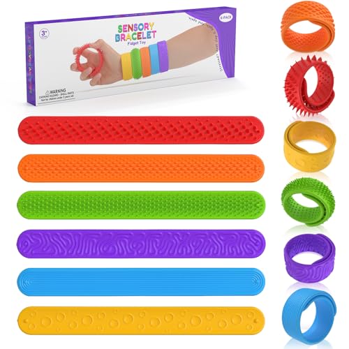 Fidget Toys Slap Bracelets,6 Stück Silikon Sensorik Schnapparmbänder Spielzeug, Bunte Anziehungskraft Stress Armband mit Silikonhülle, Sensory Toy, Anti-Stress Fidget Toys für Angst Jungen Mädchen Fidget Toys Slap Bracelets,6 Stück Silikon Sensorik Schnapparmbänder Spielzeug, Bunte Anziehungskraft Stress Armband mit Silikonhülle, Sensory Toy, Anti-Stress Fidget Toys für Angst Jungen Mädchen von MWRWRR