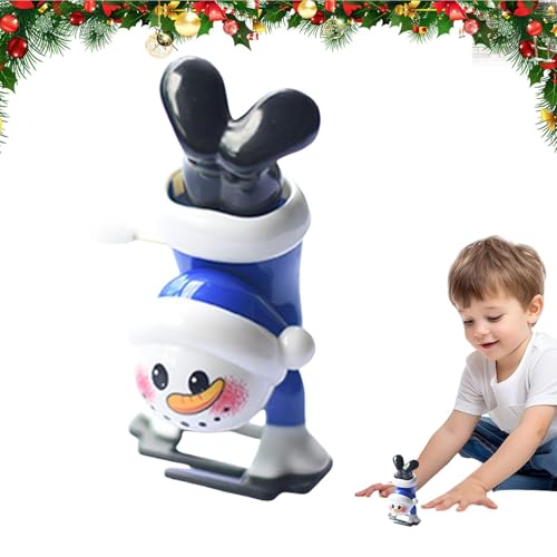 MWZBTG 2 Stück Weihnachts-Uhrwerkspielzeug, Weihnachtsmann Pinguin Elch Uhrwerk Lauf Springspiel, Weihnachts Aufziehspielzeug, Weihnachten Aufzieh Spielzeuge Für Kinder, 7cm von MWZBTG