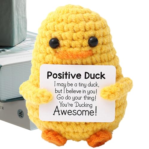 MWZBTG 3 Stück Lustige Positive Entenpuppe, Taschenstrick-Entenspielzeug, Pocket Hug Positive Ente, Häkelnde Emotionale Unterstützung Inspirierende Entenpuppe, Gehäkelte Entenpuppe, 7.5cm von MWZBTG