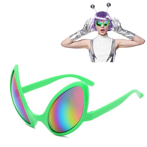 MWZBTG 4 Stück Alien-Brille, Alien Regenbogenlinse Sonnenbrille, Alien Brille Alien Haarreif Anzug, Alien Partybrille Für Erwachsene, Alien-Kostümbrille Glasses, Alien Kostümzubehör von MWZBTG