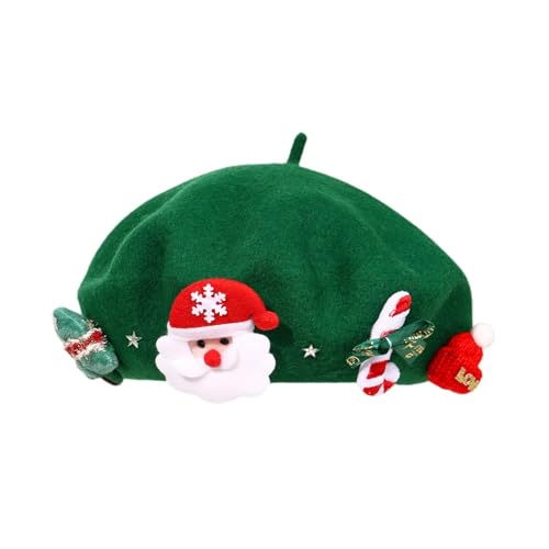 MWZBTG Damen-Weihnachtsmütze, Kinder-Weihnachtsmütze,Süße Wintermütze - Damen Baskenmütze aus französischer Wolle, Beanie-Wintermütze für Erwachsene, dekorative Malermütze von MWZBTG