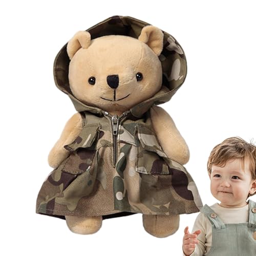 MWZBTG Gefüllte Bären Plüsch, Tarnbär Puppe,Niedlicher Camouflage-Plüschbär 7,87 Zoll - Raumdekor-Stofftier, abnehmbares Wurfkissen-Plüschtier für Kinder, Erwachsene, Sofa, Couch, Bett von MWZBTG