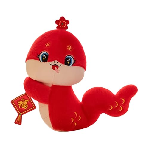 MWZBTG Jahr Der Schlangen-Plüschpuppe, 16cm Rotes Schlangen-Plüschtier, Frühlingsfest-Schlangenplüsch, Chinesisches Neujahrs Schlangenfigur Kuscheltier, Rote Schlange Plüsch Puppen von MWZBTG