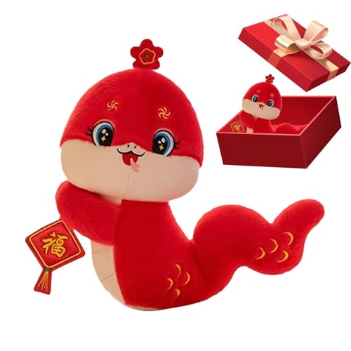 MWZBTG Jahr Der Schlangen-Plüschpuppe, 20cm Rotes Schlangen-Plüschtier, Frühlingsfest-Schlangenplüsch, Chinesisches Neujahrs Schlangenfigur Kuscheltier, Rote Schlange Plüsch Puppen von MWZBTG