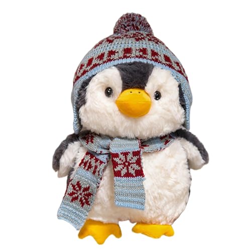 MWZBTG Niedliche Pinguin Puppe, Pinguin-PlüSchtier, Süße Pinguin Stofftier, Pinguin Plüschpuppe Mit Kapuze, Pinguin PlüSchtier Geschenk, Kuscheltier Pinguin PlüSchtier Für Mädchen, 28x20cm von MWZBTG