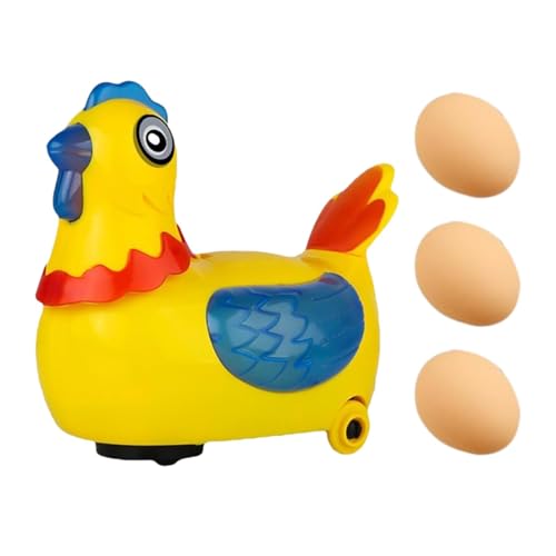 MWZBTG Ostern Elektrisches Küken-Hühnerspielzeug Legt Eier, Pädagogisches Huhn Das Eier Legt, Henne Die Eier Legt Laufspielzeug, Ostern-Küken-Dekoration Legehennen-Spielzeug, 15x9x16cm von MWZBTG