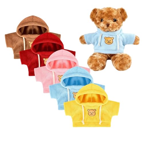 MWZBTG Plüschbär Mit Kleidung, 30cm Bär Shirts Plüschtier Kleidung Kit, Mit 5 Kleidungsstücken, Bär Plüsch Mit Kleidung, Austauschbare Bärenpuppenkleidung, Bär-Hoodies von MWZBTG