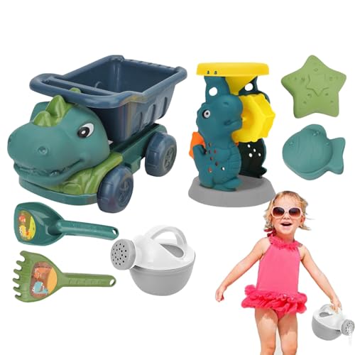 MWZBTG Sandspielzeug für Kinder,Strandsandspielzeug | Sandkasten-Set mit Dinosaurier-Motiv und Muldenkipper,Glatte, tragbare Strandspielzeuge für Garten, Spielplatz, Strandbereiche von MWZBTG