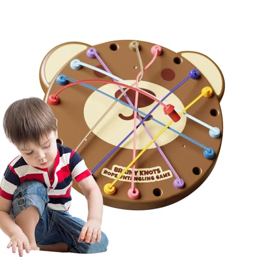 MWZBTG Seilknoten-Spiel, Seilknoten Entwirren Brettspiel, Twisted Rope Spiel, Seilentwirrungs Herausforderungs Puzzle Spielzeug, Bärenförmiges Puzzle-Schnurspielzeug, 23cm von MWZBTG