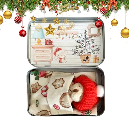 MWZBTG Taschenbär-Umarmung, Weihnachtsbox-Bär-Plüschpuppe, Taschenbär-Plüschtier In Einer Blechdose, Lustige Stofftier-Tedd-Y-Bär-Puppe, Weihnachtliche Kastenförmige Bärenplüschpuppe von MWZBTG