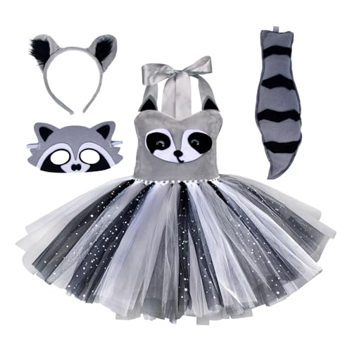 MWZBTG Waschbär-Kostüm für Kinder, Tier-Waschbär-Cosplay-Kostüm - 4-teiliges Cosplay-Kleinkind-Outfit - Entzückendes Tierkostüm für -Rollenspiel-Bühnenshows von MWZBTG