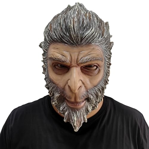 Affenkönig Maske, Black Myth Wukong Latexmaske, Affenkönig Tiermaske für Halloween, Tiermaske Vollgesichts Kopfbedeckung, Halloween Maske Affenmaske Spiel Requisiten Cosplay (Retro) von MXJFYY