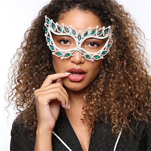 MXMZSRTH Ballmaske Damen-Make-up-Maske Glänzende Strass-Party-Ball-Metallmaske von MXMZSRTH